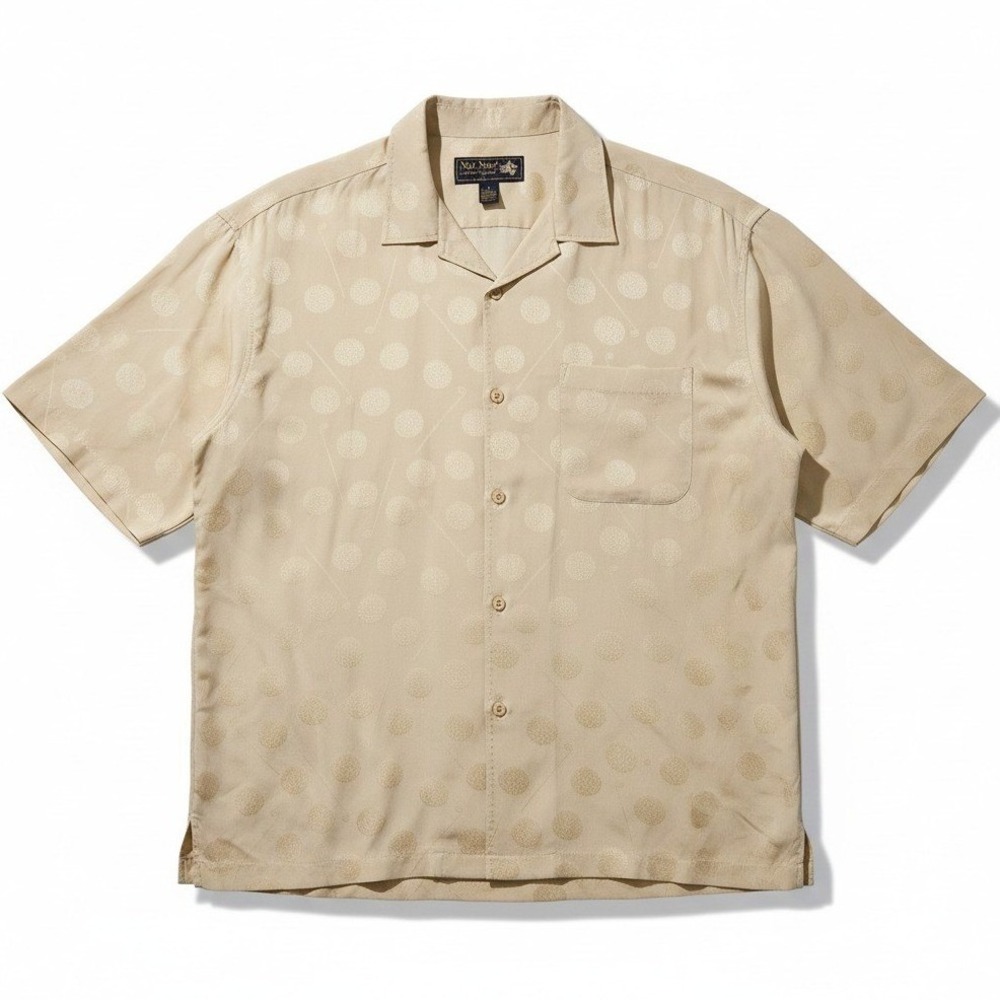 Nat Nast Luxury Originals Silk Golf Shirt Mimosa Yellow Short Sleeve Large